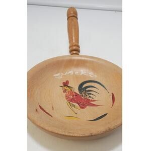 Royalty Vintage Mid Century (1960's) Maple, Hand Painted, Rooster Snack Bowl